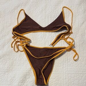 Bright swimwear’s Brown and Yellow Women's Bikini Set